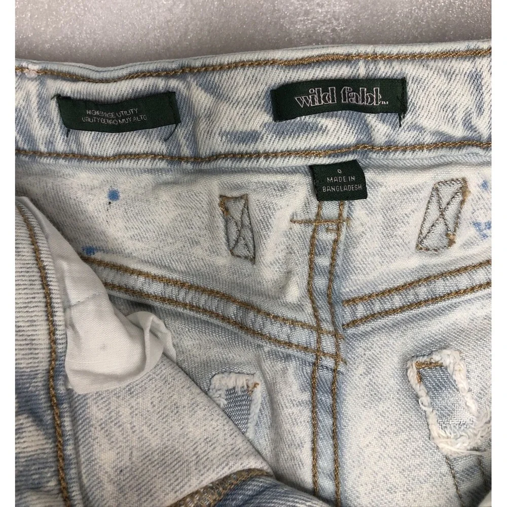 Wild Fable Highest Rise Utility Paint Splatter Bermuda‎ Jean Denim Shorts Size 0
